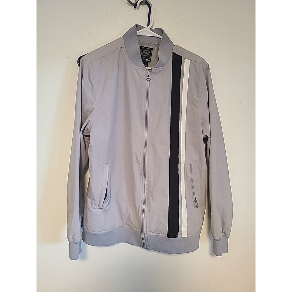 Anchor Blue Zippered Jacket Grey With Stripes‎ Size Medium